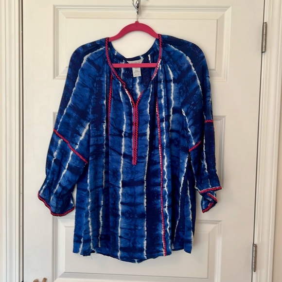 Multiples Tops - Multiples Blue Tie-Dye Tunic